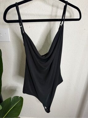 Forever 21 Black Draped Cowl Neck Bodysuit